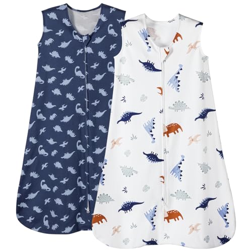 Image of PHF 100% Organic Cotton Baby Blanket, 6-12 Months Baby Wearable Blanket, 2-Way Zipper Infant Blanket for Baby Boys Girls, 2 Pack Comfy Medium Size Sleeping Bags