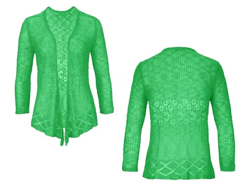 Image of Nulibenna Womens Sheer Shrug Sweaters 3 /4 Sleeve Open Front Tie Cardigan Bolero Jacket Lightweight Crochet Knit Cover Up Tops