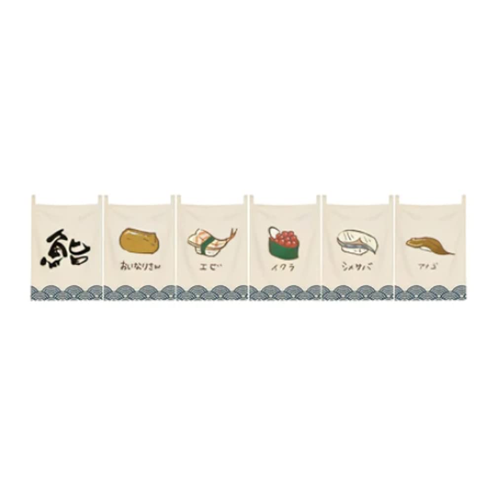 Japanese Style Six Tablets Half-Open Doorway Noren Hallway Hanging Curtain Horizontal Curtain Hanging Flag Tapestry for Restaurant Home Decoration A65