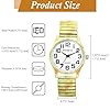 JewelryWe Unisex Stretch Band Watch: Men Women Quartz Analog Easy Reader Big Arabic Numbers Colorful Light Yellow Patterns Casual Wristwatch #3