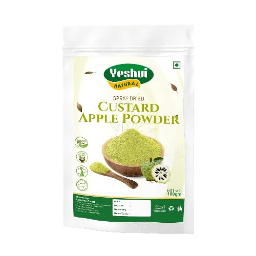 Yeshvi NATURAL Custard Apple Powder Spray Dried Natural Fruit Powder for Smoothies, Baking, and Desserts, Rich in Vitamins and Minerals, Enjoy the Sweet and Creamy Flavor of Custard Apple, 100gm (B0C77LDCGH) Amazon Price History, Amazon Price Tracker