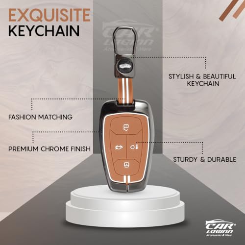 Image of Metal Keycover for Punch, Harrier, Altroz, Nexon, New Safari, Bolt, Tiago, Tigor - 4 Button Smart Key (Metal Brown)