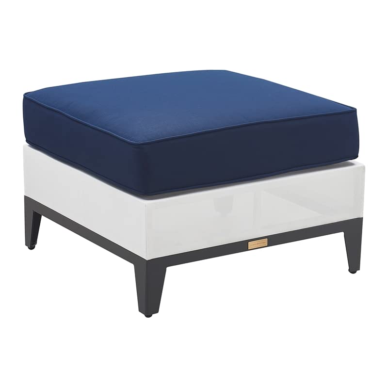 Afuera Living Modern/Contemporary Outdoor Ottoman Coastal White and Navy