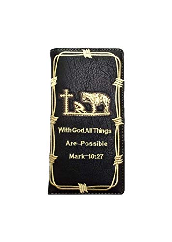 Men Wallet Western Bifold Check Book W054 Cross Black