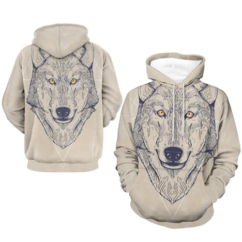 Sweat à capuche loup UMENG pull manches longues unisexe taille S - 7