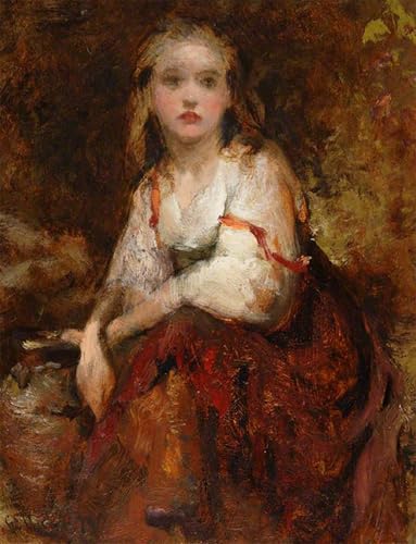 Toile vintage fille assise George Elgar Hicks pour décorations pour la maison