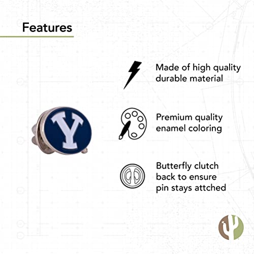 Image of Desert Cactus Brigham Young University Lapel Pin BYU Cougars Made of Metal for Formal Wear, Bag and Hat Jewelry, and Tie Tack