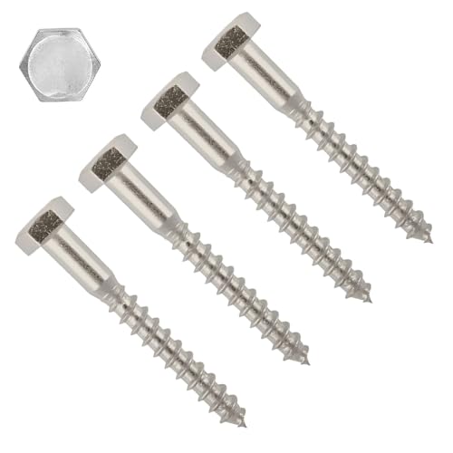 TERF® M5 X 50mm Coach Screws Hex Head Stainless Steel A2 (304) Coach Screw M5 (5mm) X 50mm Wood Masonry Brick Concrete Wall Fixing Lag Screw Bolts - Pack of 10