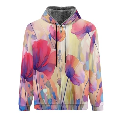 Veste polaire à capuche homme imprimé fleurs pour rando et travail