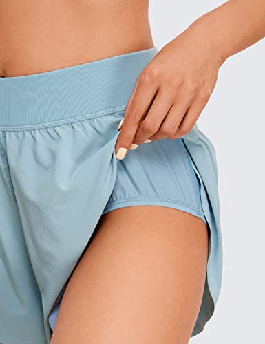 Image of CRZ YOGA Mid Waisted Split Running Shorts 4 inch | Mesh Liner, Quick Dry, Lightweight, for Women
