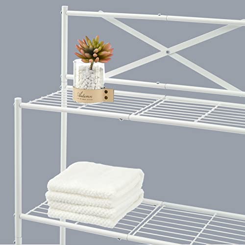 Tajsoon 3-Tier Over The Toilet Storage, Multifunctional Bathroom Organizer Over Toilet, Space Saver Bathroom Shelf Over Toilet, Stable Freestanding Toilet Rack With X Shape Fixed Frame, Metal, White #TOP5