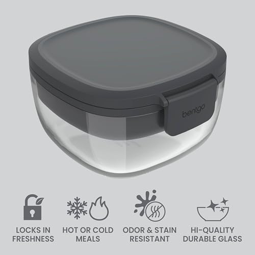 Image of Bentgo Glass Salad Container with Airtight Lid & Leak-Proof Sauce Cup
