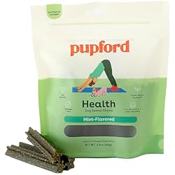 Pupford Dental Chews for Dogs, All-Natural 4-Inch Sticks for Plaque, Tartar & Bad Breath, Grooved Texture, Limited Ingredients, Made in USA (14 Count)
