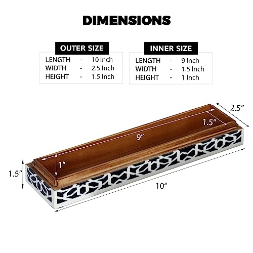 Handicrafts Home Decorative Storage Box with Lid, Black White Shiraz Geometric Pattern Remote Holder, Slim Coffee Table Box - Image 3