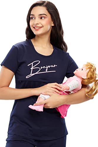 Image of ZEYO Women's Cotton Solid Plain Feeding Regular Fit Top 5647