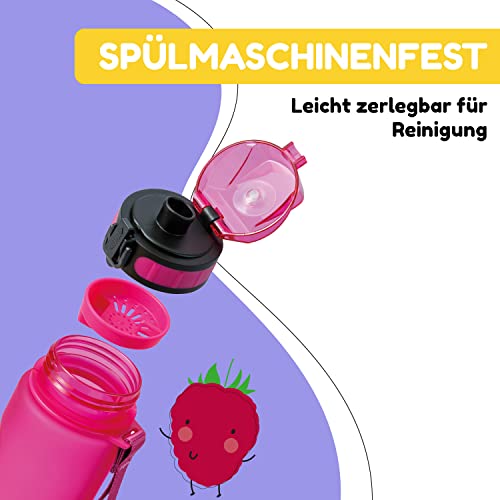 schmatzfatz Klarstein Kinder-Trinkflasche, 500 ml, auslaufsicher, BPA-frei, für Sport, Wandern, Schule & Fitness, mit Fruchteinsatz… – Ansicht 4