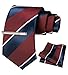 RBOCOTT Maroon Navy Blue Stripe Tie and Pocket Square with Tie Clip Sets for Men Business Necktie(7)