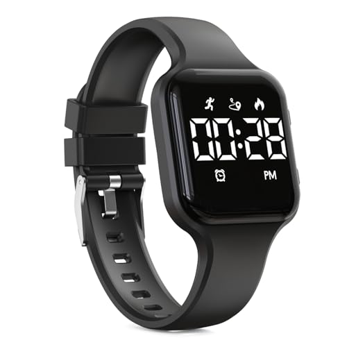 Focwony Digitale Kinderuhr, Schrittzähler, wasserdicht, Fitness-Tracker, Armbanduhr...