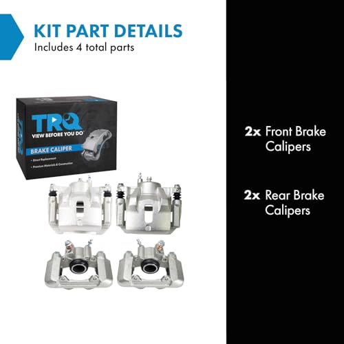 Image of TRQ Front and Rear Brake Caliper Set Zinc Coated Brackets Compatible with 2003-2006 Pontiac Vibe 2005-2008 Toyota Matrix 2005-2006 Corolla