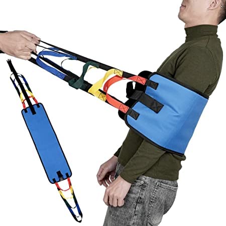 Dhadh Patient Lift Sling Heavy Duty Transfer Sling for Movement Padded Patient Transfer Assist Belt for 400lb Weight Quicker Easier Safer Transfers & Toileting Lift Sling for Elderly (Blue)