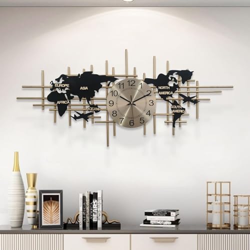 Reloj de pared moderno grande mapa mundial metal 96cm miniatura 2