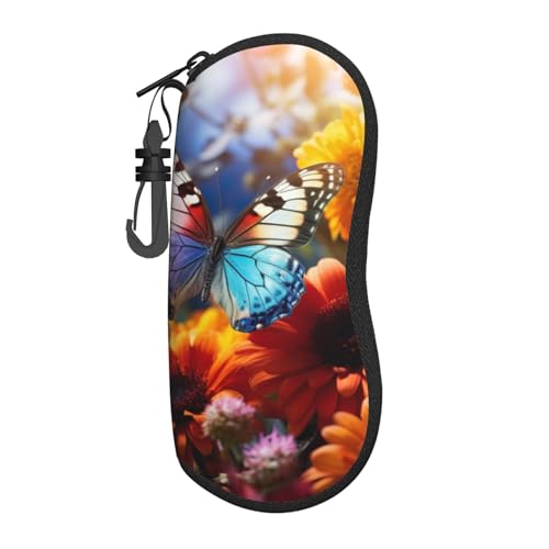 Vivid Colorful Garden1 - Funda suave para gafas de sol con clip para cinturón para mujeres, hombres y niñas, color negro, talla única, Negro, One Size