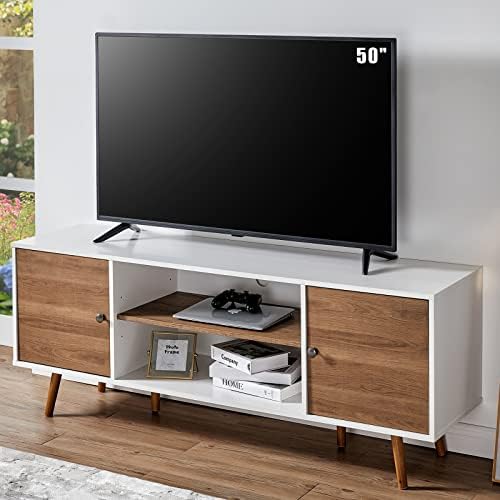 AMERLIFE TV Stand 60 Inch MidCentury Wood Modern