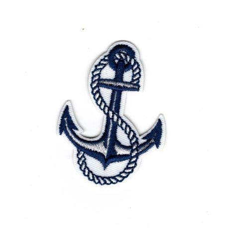 Patch Ecusson Thermocollant Ancre marine fond blanc coloris au choix 3,50 x 5 cm - Marine