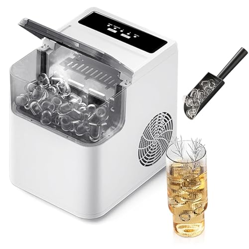 Máquina Para Hacer Hielo Portátil, Máquina Para Hacer Hielo De 12 Kg / 24 H, 2 Tamaños De Hielo De Bala, Fabricación De Hielo En 6 Minutos, Con Cesta De Hielo Desmontable, Panel De Pantalla Táctil LED