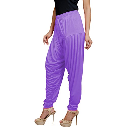 Women's Cotton Spandex Patiala Pants – Stretchable Ethnic Bottom Wear with Pleats for Casual & Traditional Outfits (Lavender)2