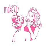 Vinyl-Wandaufkleber Frauen Make-up Make-up ist Schönheitssalon Kosmetikgeschäft 72x73.2cm Karosseriedekoration Rosa