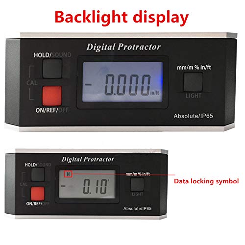 Cgoldenwall PRO360 Digital goniometro Inclinometro impermeabile angolo strumento con retroilluminazione, without magnets, 0-800mm, 1