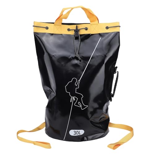 BAFOVY Bolsa de Cuerda para Escalada en Roca, Bolsa de Almacenamiento para Cuerda de Escalada Bolsa de Cuerda para Exteriores con 9 Orificios de Drenaje y 3 Puntos para Colgar para (30L)