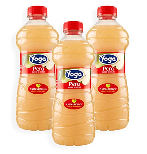 3X Yoga Pera Succo di Frutta e Polpa al Gusto di Pera Italiana 1L [3 Bottiglie]