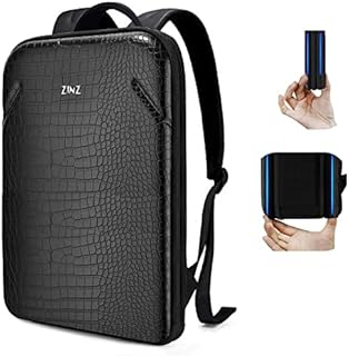 ZINZ Slim Laptop Backpack 15.6 Inch with Variable Capacity and USB Port, Anti-Theft Business Backpack Water-Resistant Travel Backpack Daypack Bookbag, One-pices Shell Never Deformation - Black