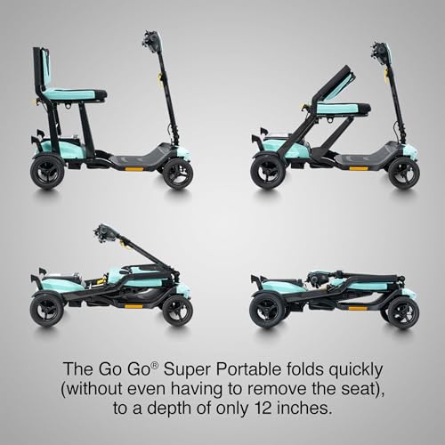 Pride Mobility Go-Go Super Portable Travel Lightweight Folding Mobility Scooter | up to 4.5 mph Go Go Scooter for Seniors, Adults, Elderly | Airline-Compliant Lithium Battery (Mint) - Thumbnail 2