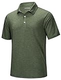 MAGCOMSEN Summer Polo Shirts for Men Short Sleeve Polo Shirts Dry Fit Golf Polo Shirts Outdoor Fishing Polos Army Green L