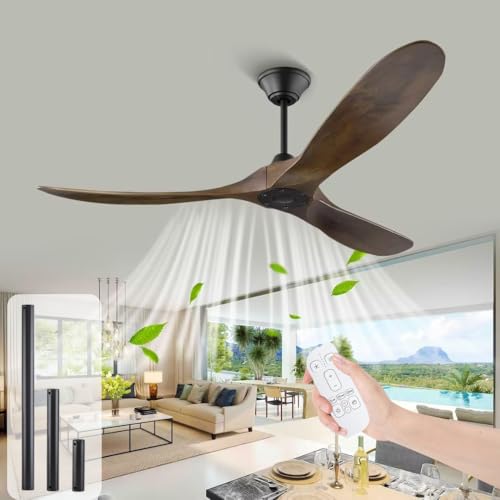 132 cm/52 Zoll Deckenventilator für den Außenbereich, Deckenventilator aus Holz mit Fernbedienung,...