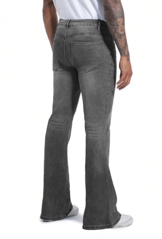 Image of Ben Martin Men's Bootcut Bell Bottom Jeans || Flared Denim Jean for Men || Stretchable Mid Rise Cotton Pants || Retro Style Casual Wear Bootcut' Denim' Jeans;