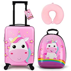 emissary Kids Luggage With Wheels For Girls, Unicorn Kids Luggage Set, Childrens Luggage For Girls With Wheels, Kids Suitcases With Wheels For Girl, Toddler Suitcase For Girls, Travel Luggage For Kids