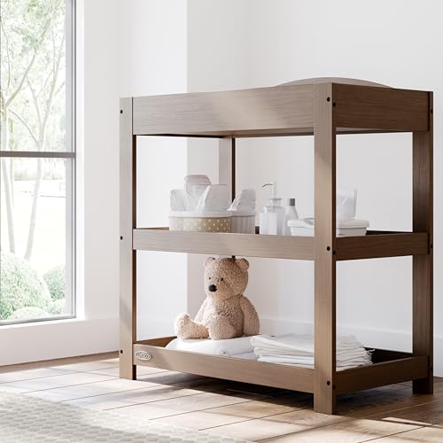 Image of Graco Customizable Changing Table with Water-Resistant Changing Pad (Hazelnut) - Customizable Modern Flat or Classic Arched Headboard, Changing Pad Included