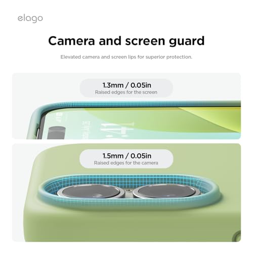 Image of elago Compatible with iPhone 16 Case, Premium Liquid Silicone Case, Full Body Protective Cover, Shockproof, Slim Phone Case, Anti-Scratch Soft Microfiber Lining, 6.1 inch (Pastel Green)