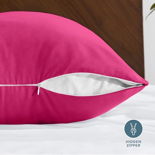 Image of Bare Home Microfiber Body Pillow Cover - Ultra Soft - Cooling Pillowcase - Double Brushed - Pillowcase with Zipper Closure - Easy Care (21''x54'' Body Pillow Cover, Pink)
