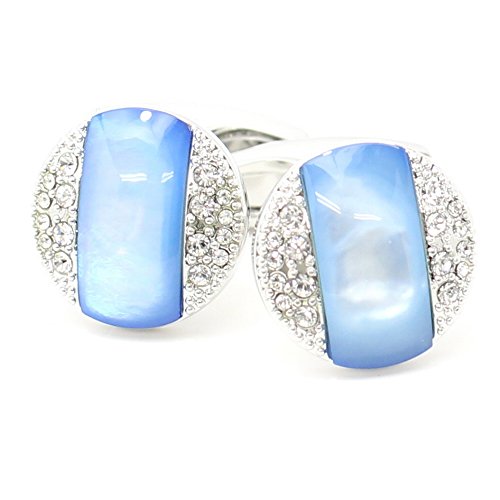 【サイモン カーター】ASTORIA MOP スワロフスキー ブルーのカフス カフリンクス カフスボタン