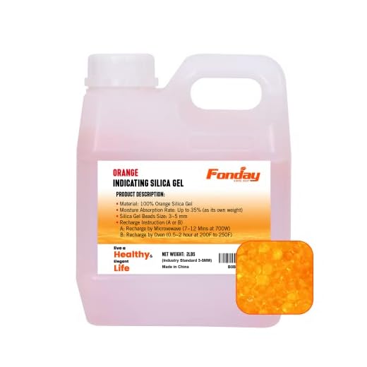 Fonday Perles déshydratantes en gel de silice de qualité supérieure avec indicateur d'humidité Orange à Vert (norme industrielle 3-5 mm) – Rechargeable
