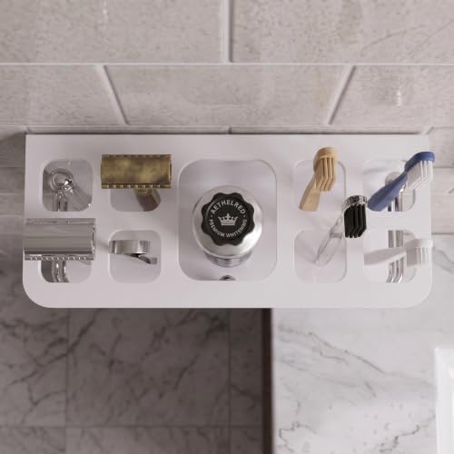 Image of self Adhesive Wall Mounted Acrylic Toothpaste Holder,Toothbrush Stand,Toothpaste Tubler for Bathroom Organizer Rack for Home(Black Acrylic) (Full S.S White)