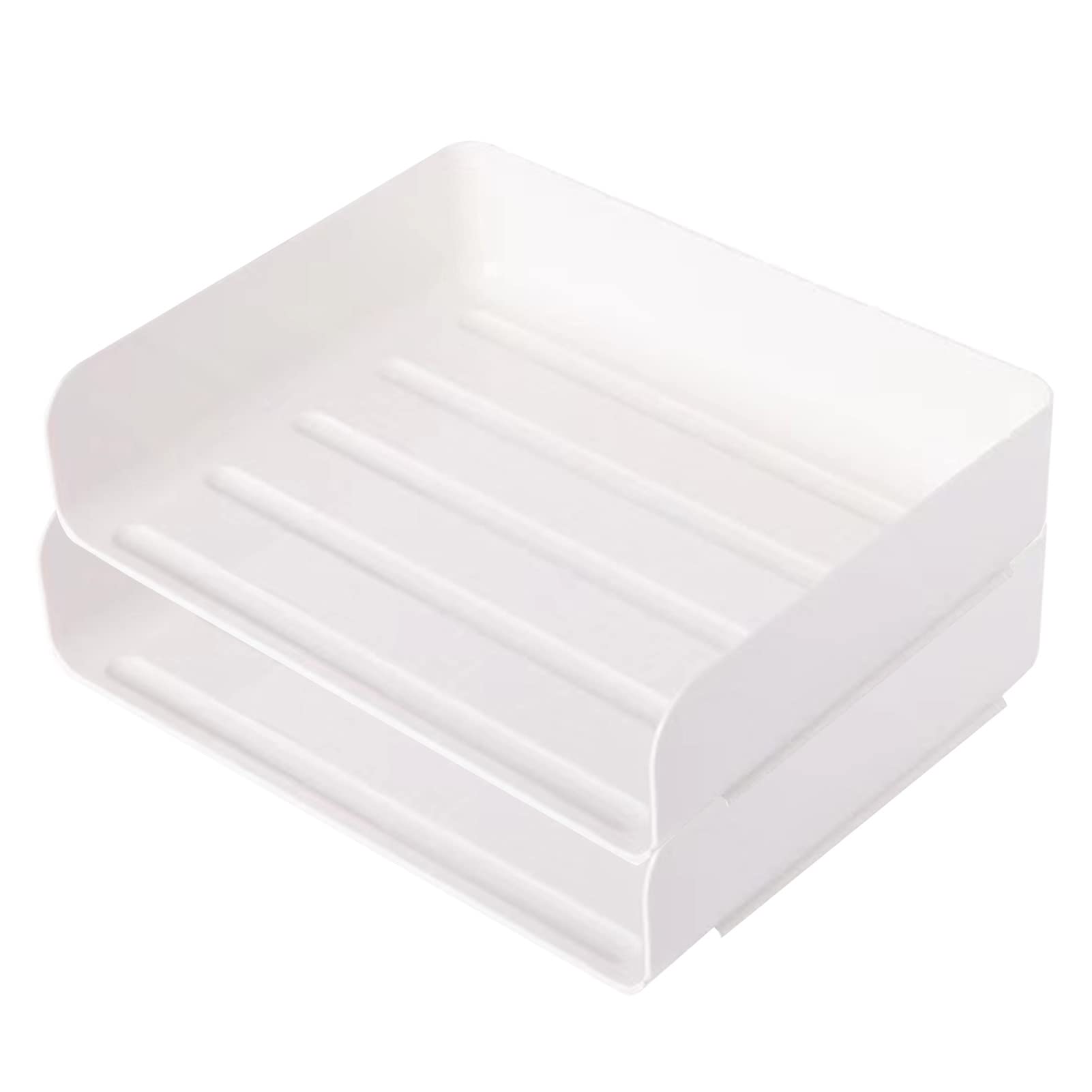 Paquete de 2 bandejas apilables blancas para cartas, bandeja organizadora de papel de escritorio A4, soporte de papel de archivo de escritorio con diseño antideslizante para escritorio de