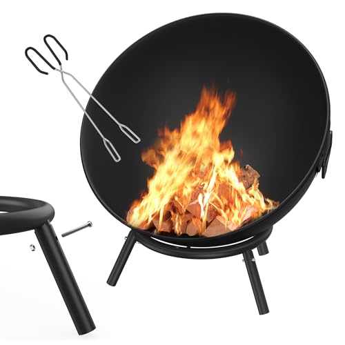 VA-Cerulean Brasero redondo de 60 cm, multifunción, con 3 rejillas de carbón para jardín, terraza, camping