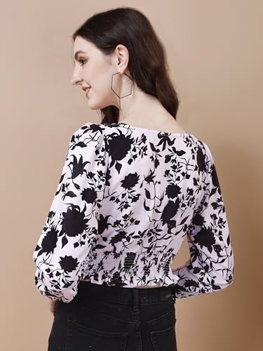 Image of Wedani Women's Casual Foral Print Puff Sleeve Regular Top