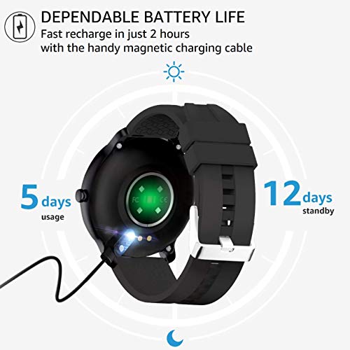 OUTAD Smart Watch with 24h Heart Rate Blood Oxygen Pressure Sleep Monitor For Android Phone iPhone, IP67 Waterproof Fitness Tracker Step Pedometer, Bluetooth Music Control Notification Reminder, Black - Thumbnail 7